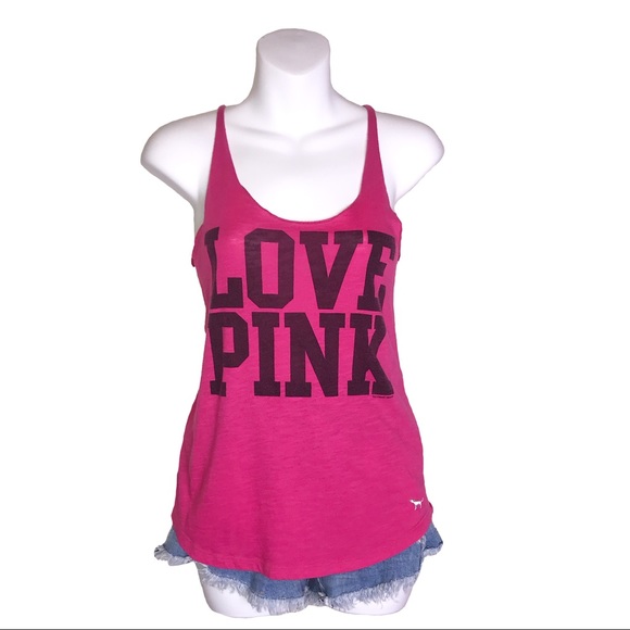 PINK Victoria's Secret Tops - Victoria’s Secret PINK | Love Pink Racerback Tank
